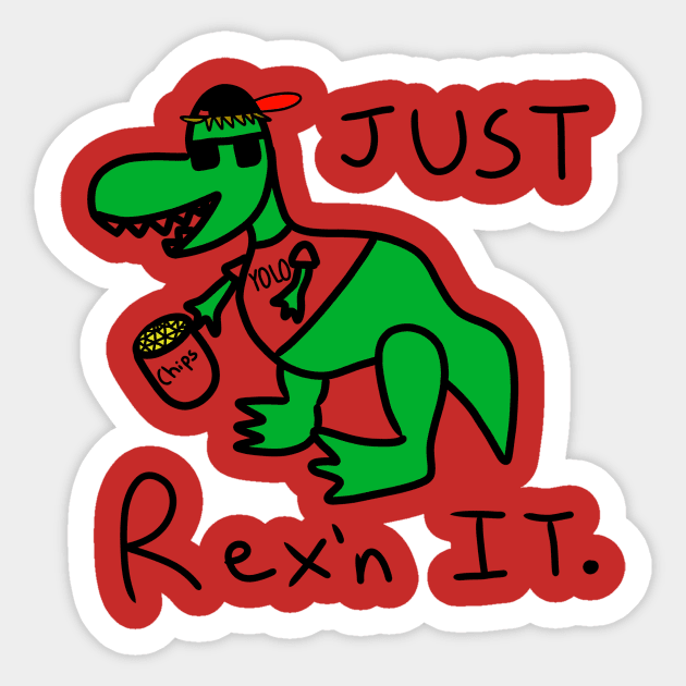 Cool Skater T-rex Sticker by Terribly Drawn